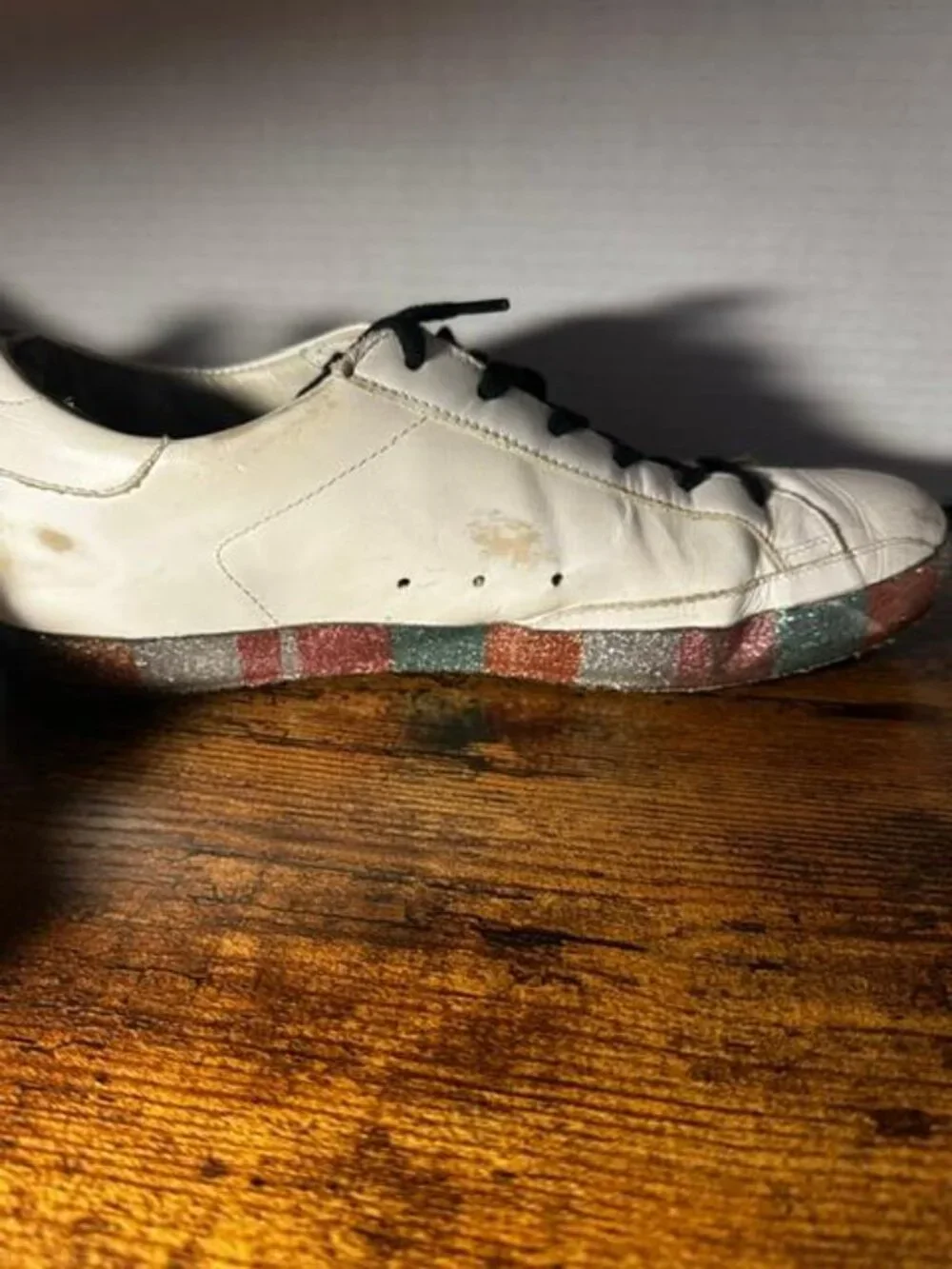 *Golden Goose SuperStar Glitter Sole Distressed/Lived In Leather 39 Italy